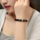 Vòng đeo tay Obsidian Nam Nữ Cặp đôi Trang sức Bạc Hàn Quốc Hạt cá tính Chuyển vòng tay Quà tặng sinh nhật
