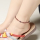 Rượu vang đỏ garnet vòng chân nữ trang sức pha lê nữ mùa hè năm nay handmade thời trang dệt dây đỏ vòng đeo chân nữ Vòng chân