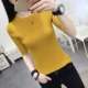 Áo sơ mi nữ tay dài 2018 phiên bản Hàn Quốc mới của áo sơ mi tay hoang dã dệt kim tay ngắn tay ngắn bó sát năm điểm tay áo len mỏng quần áo nữ Đan Cardigan