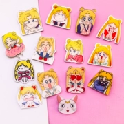 Phim hoạt hình dễ thương acrylic trâm Nhật Bản Anime anime cô gái xinh đẹp tháng thỏ pin huy hiệu phụ kiện trang sức