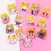 Phim hoạt hình dễ thương acrylic trâm Nhật Bản Anime anime cô gái xinh đẹp tháng thỏ pin huy hiệu phụ kiện trang sức cài áo nữ sang trọng