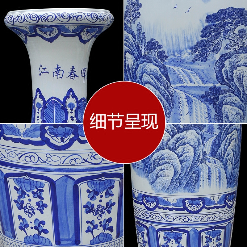 Chinese antique blue and white porcelain of jingdezhen ceramics landscape painting of large vase hotel opening gifts gifts