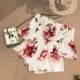 In từ vai in eo eo tay áo jumpsuit nữ retro ống top quây quây chân rộng quần short quần tập gym cho nữ Quần short
