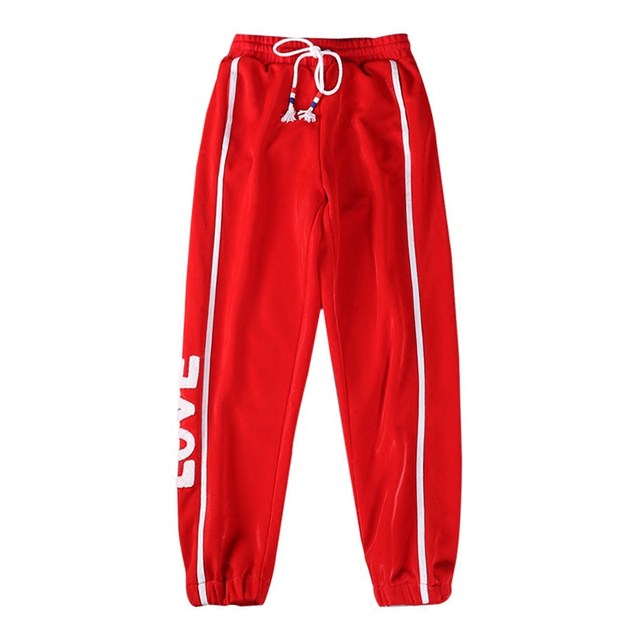 2024 Fashion Sports Pants Women's Spring and Autumn New Casual Pants Red Harem Pants Loose Embroidered School Uniform Pants Trendy Pants