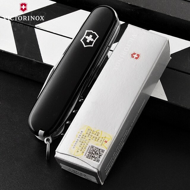 Swiss Army Knife Victorinox 91MM Genuine Black Hunter 1.3713.3 ຂອງແທ້ Outdoor ມີດ Multi-Function