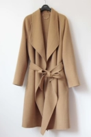 17 năm mùa thu và mùa đông mới thắt lưng lớn thắt lưng Slim may bằng tay hai mặt vải cashmere nữ áo khoác len áo phao dáng dài hàn quốc