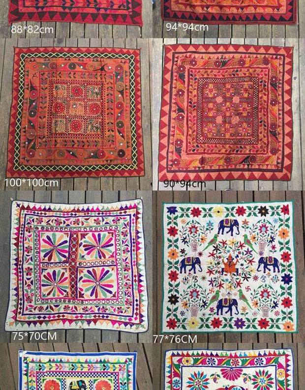 Ấn Độ Nepal gió quốc gia treo vải thủ công cũ thêu mảnh treo tường trang trí chăn treo tường khăn trải bàn nhỏ tấm thảm nhỏ - Tapestry thảm vải decor treo tường