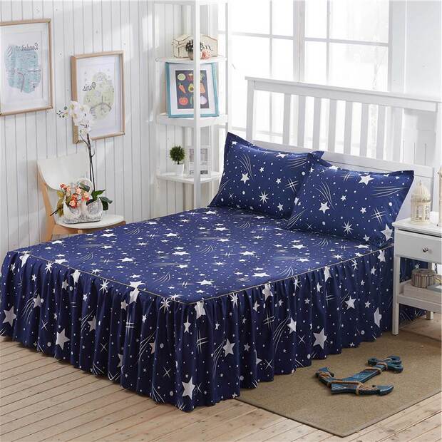 Tình dục thú vị váy đơn song song chà nhám twill Hàn Quốc bảo vệ nệm bọc nệm trải giường đơn sản phẩm Mưa sao băng 15 - Váy Petti váy giường đẹp	