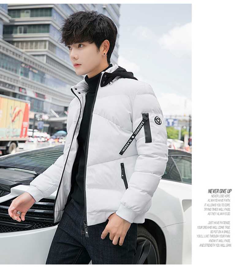 Áo khoác cotton Kadike nam 2018 mùa đông mới Slim hit màu trùm đầu cotton phù hợp với thời trang nam giới trẻ trung cộng - Quần áo độn bông thể thao áo phao cổ lông nam