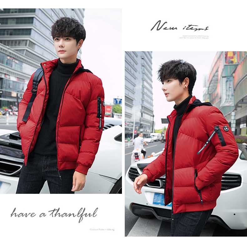 Áo khoác cotton Kadike nam 2018 mùa đông mới Slim hit màu trùm đầu cotton phù hợp với thời trang nam giới trẻ trung cộng - Quần áo độn bông thể thao