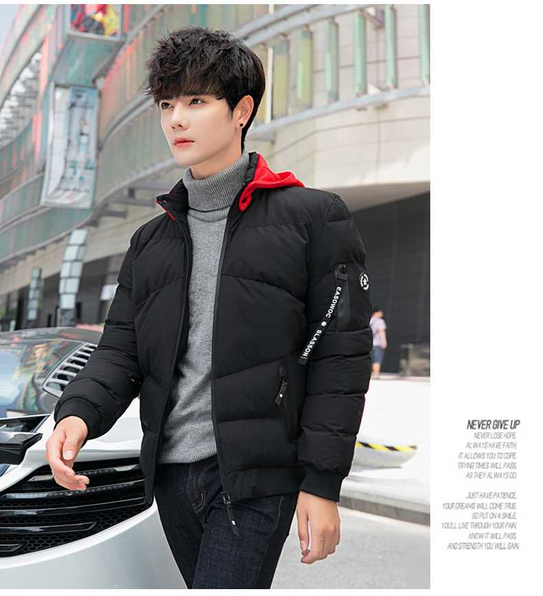Áo khoác cotton Kadike nam 2018 mùa đông mới Slim hit màu trùm đầu cotton phù hợp với thời trang nam giới trẻ trung cộng - Quần áo độn bông thể thao áo phao cổ lông nam