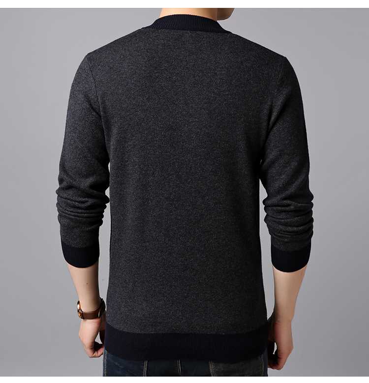 Fortune cừu nam áo len dây kéo cổ tròn mùa đông dày áo sơ mi nam trung niên kinh doanh ấm áp đầu - Áo len thể thao / dòng may áo len 3 lỗ