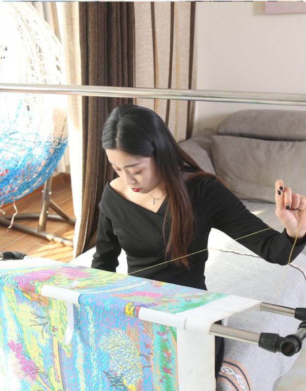 Cũ ba thêu tranh thêu khung nhà Pháp máy tính để bàn giường phổ dụng công cụ thêu gấp lớn - Công cụ & phụ kiện Cross-stitch tranh thêu phật a di đà