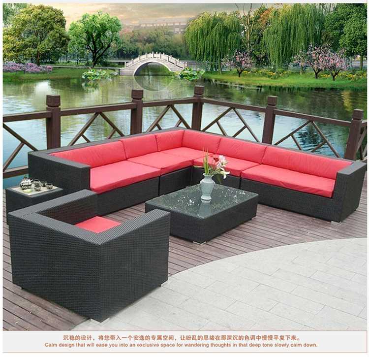 Sofa mây năm góc phòng khách kết hợp sân ngoài trời mây giải trí đồ nội thất lười biếng căn hộ nhỏ mây sofa - Nội thất siêu thị