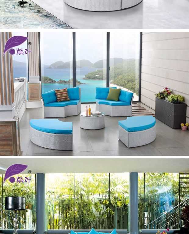 Màu tím Lá kết hợp Sofa mây ngoài trời Sân thượng ngoài trời Nội thất mây Sofa Phòng khách Ban công Giải trí Sofa mây tròn - Nội thất siêu thị