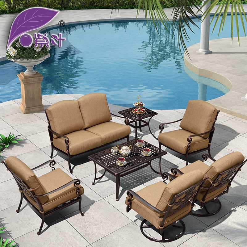 Màu tím Lá kết hợp Sofa mây ngoài trời Sân thượng ngoài trời Nội thất mây Sofa Phòng khách Ban công Giải trí Sofa mây tròn - Nội thất siêu thị