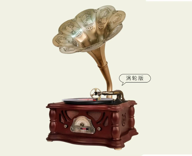 Cũ vinyl ngữ âm trang trí retro máy ghi âm nhà đồng nguyên chất sừng lớn âm thanh cổ máy ghi âm 1828B - Máy hát