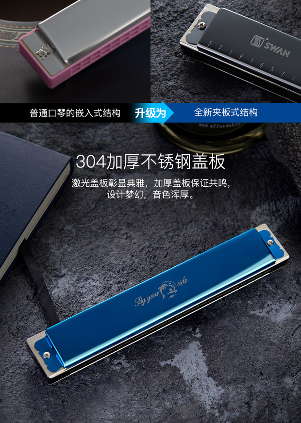 Swan Harmonica 24 lỗ người lớn trẻ em học sinh mới bắt đầu nam và nữ đa âm c giai điệu cạnh tranh nhạc cụ piano - Nhạc cụ phương Tây đàn keyboard