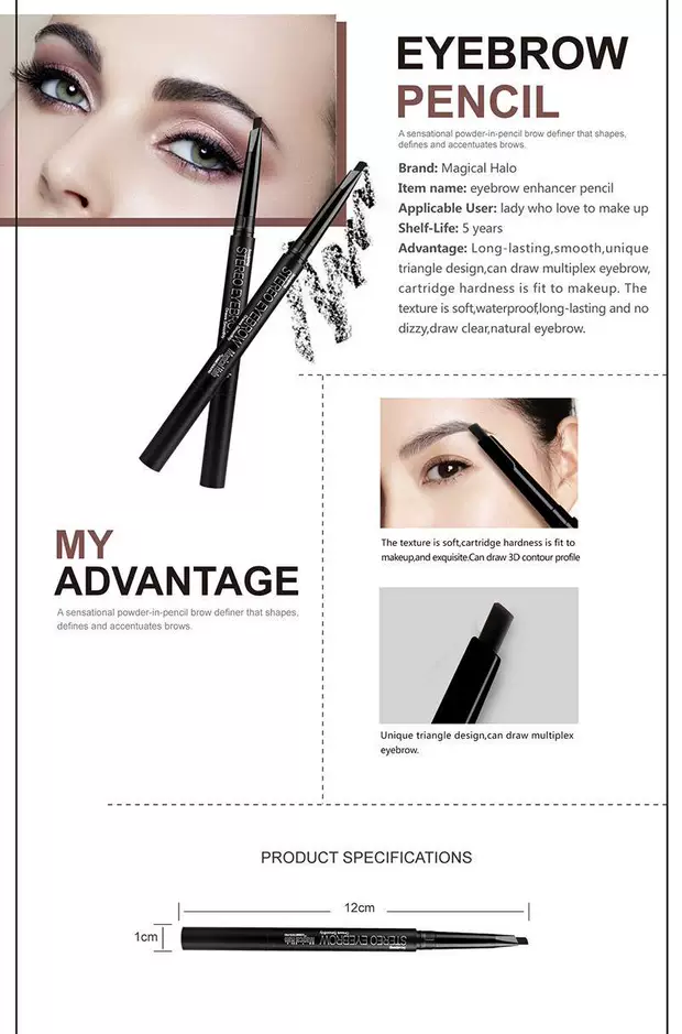 Kết hợp trang điểm mắt Qibest Mascara 3D + Phấn mắt + Bút kẻ mắt + Bộ trang điểm bút chì lông mày - Bộ trang điểm