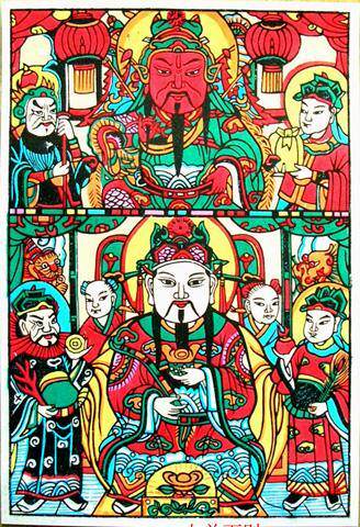 National Intangible Cultural Heritage Collection Gift of Jialite Wu Qiangmu Edition New Year Painter and Caiwen Wu Caishen