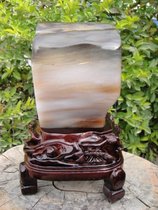 Water plant flower and ice species double-sided annual rings annual windfall blue ink Burmese tree jade ornaments ancient rack 92246#