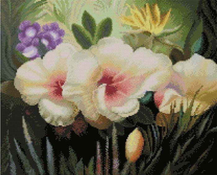 ●Hu Lili Cross Stitch DMC Kit Oil Painting Poppy Mixed Embroidery With 3D 5D Precision Printed Cloth