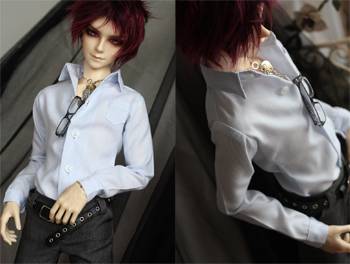 taobao agent 4 points and 3 points/17/uncle BJD.SD baby use ★ ultra -delicate blue and white striped long -sleeved shirt with pockets