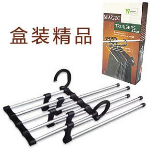 Creative stainless steel boxed magic folding drying trousers rack, the trousers are no longer wrinkled, the hanging rod can be pulled