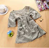 Летняя одежда, хлопковая рубашка, свободный крой, высокая талия, короткий рукав