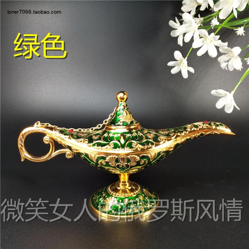 Special price R-09 tin metal Aladdin god lamp Large number Phnom Penh Green European-style Home Decorative Tabletop Pendulum