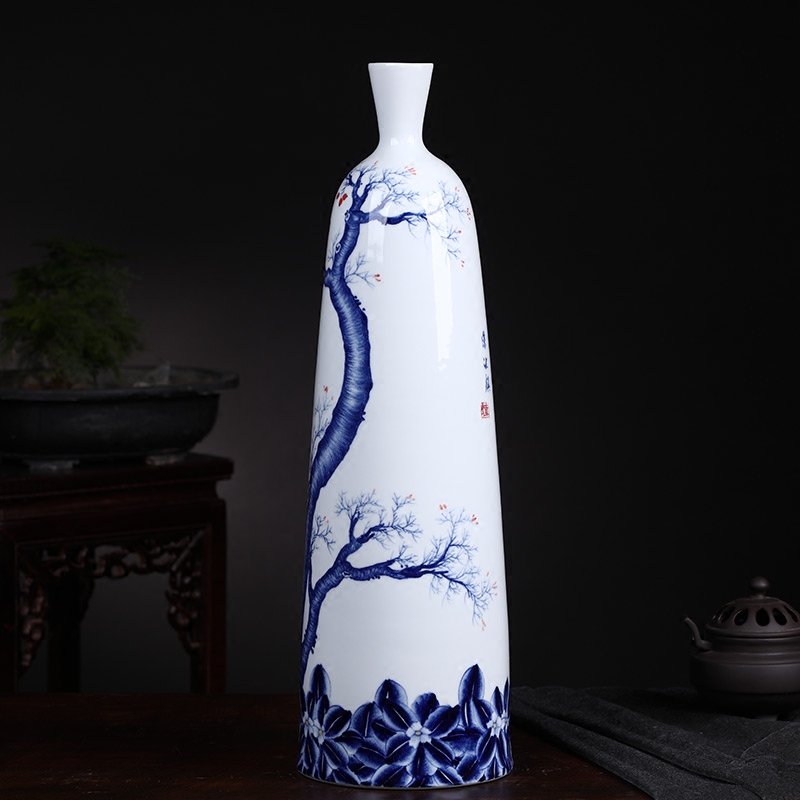 The Master of jingdezhen ceramics hand - made of blue and white porcelain vase of new Chinese style living room TV ark, porch ark, furnishing articles
