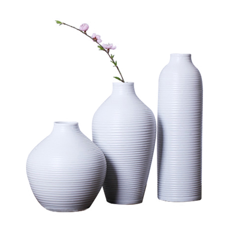 I and contracted home decorations fashionable home sitting room tea table furnishing articles creative white three - piece ceramic vase