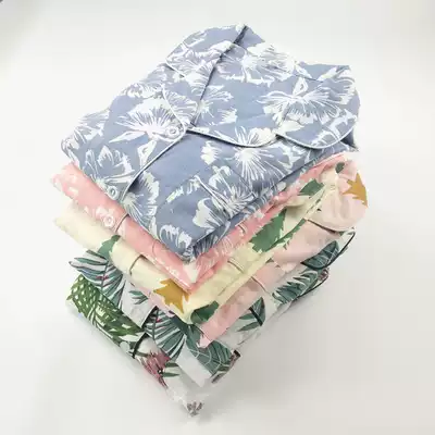 New Japanese spring and autumn and summer pajamas long-sleeved trousers pure cotton home clothes Double gauze cotton women's pajamas set