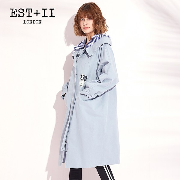 EST＋II 艺诗 中长款纯棉 女式连帽风衣 天猫优惠券折后￥269包邮（￥469-200）2色可选