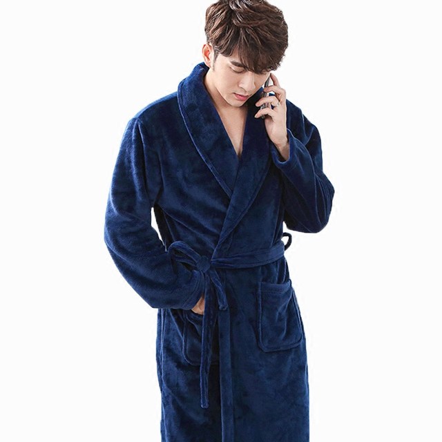 Winter extra long thickened flannel couple pajamas men's large size nightgown coral velvet bathrobe bathrobe women's spring and autumn