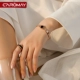 Caroline chic trìu mến vòng tay thép titan Nữ La Mã mạ vàng 18K vòng tay vàng đơn giản đồ trang sức cặp đôi vòng trầm Vòng đeo tay Cuff