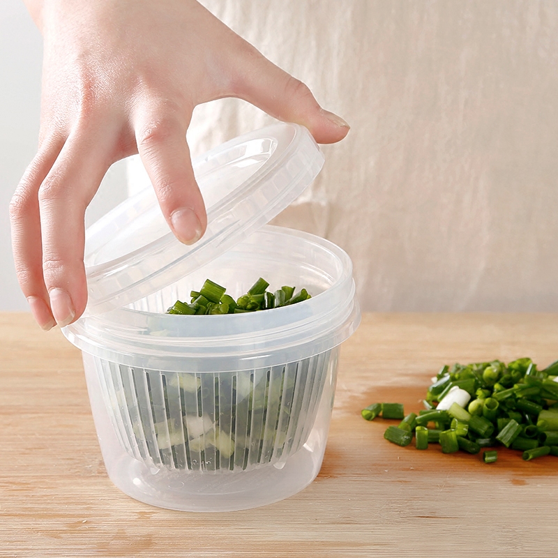 Spring Onion Spring Onion Box Seal Preservation Box Kitchen Fridge Special Release Ginger Garlic Intake Box Fruit Vegetable Box Drain
