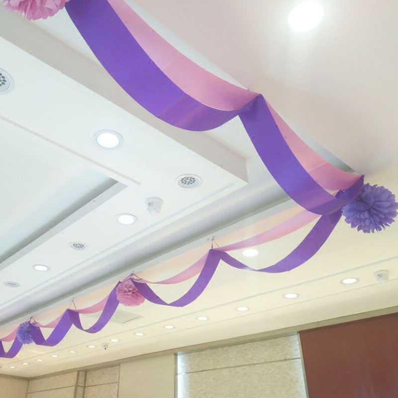 新年元旦結婚房用品波浪旗彩帶裝飾懸吊式天花板拉花掛件節慶店鋪開張佈置