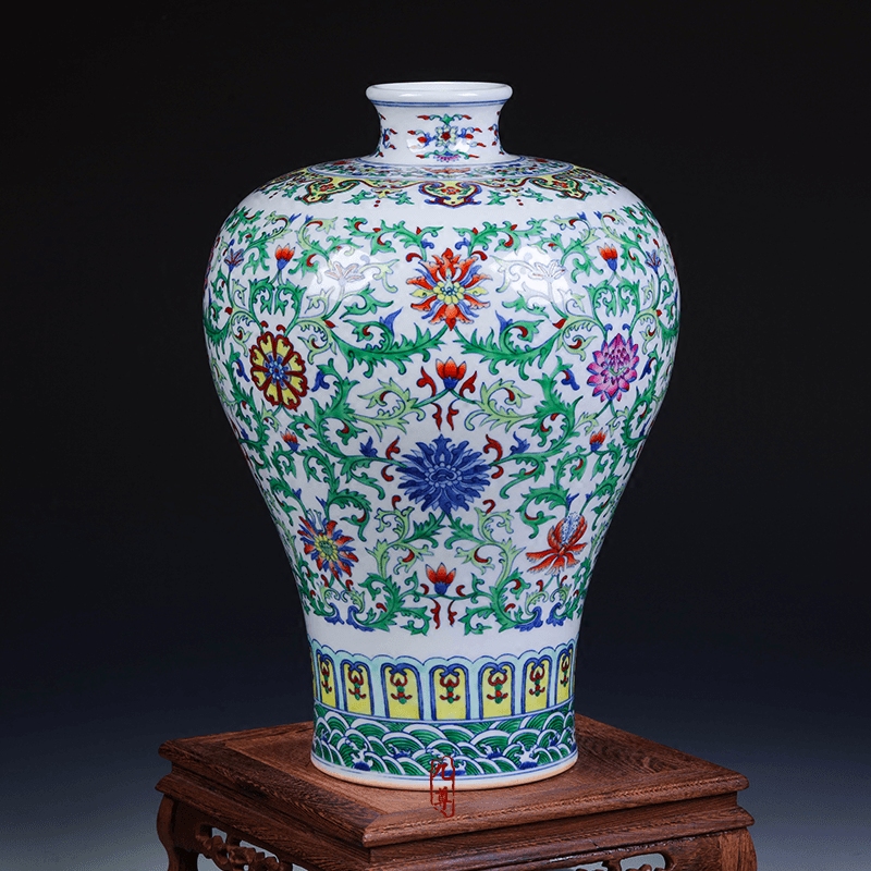 Archaize of jingdezhen blue and white porcelain vase bucket colors branch lotus home fashionable sitting room adornment is placed