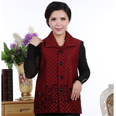 Одежда для дам 女士中老年马甲女宽松春秋薄款妈妈背心扣子版大码加大加肥