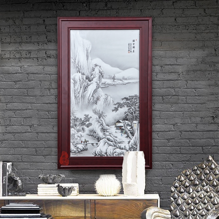 Jingdezhen ceramics back through the snow Zhou Xiaohui hand - made porcelain plate painting decoration hanging paintings of Chinese style living room furnishing articles