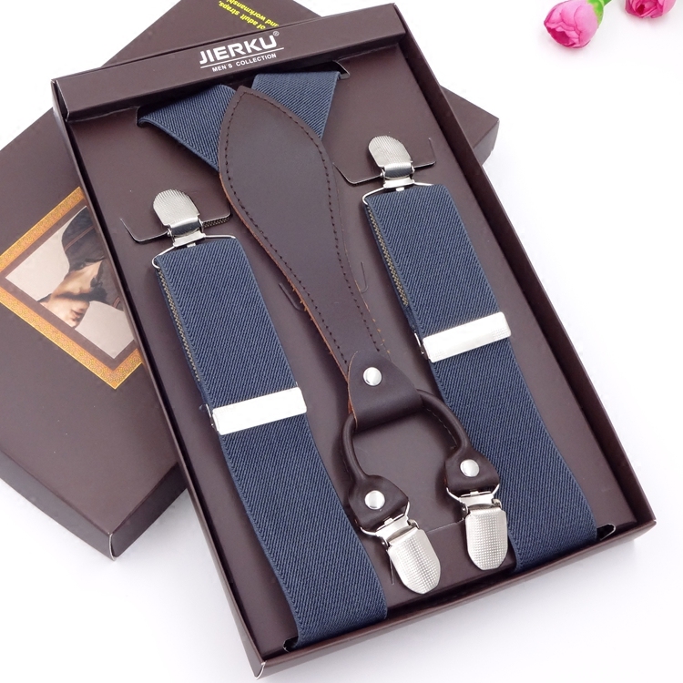 With Shang Shuai Men's cuddling bag Four-clip pants harness lengthened cuddling bag clip Fat Man Western pants 4 clamps tightness hanging pants with male