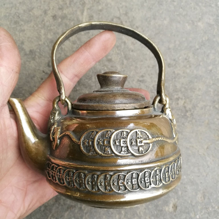 Pure copper kettle teapot teapot feng water brass fittings gift