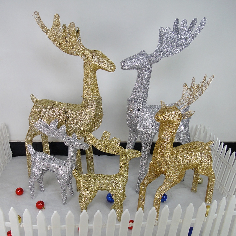 Christmas Plus Bright Pieces Iron Mesh Deer Christmas Deer Christmas Scene Arrangement Emulation Elk Deer Christmas Decorations