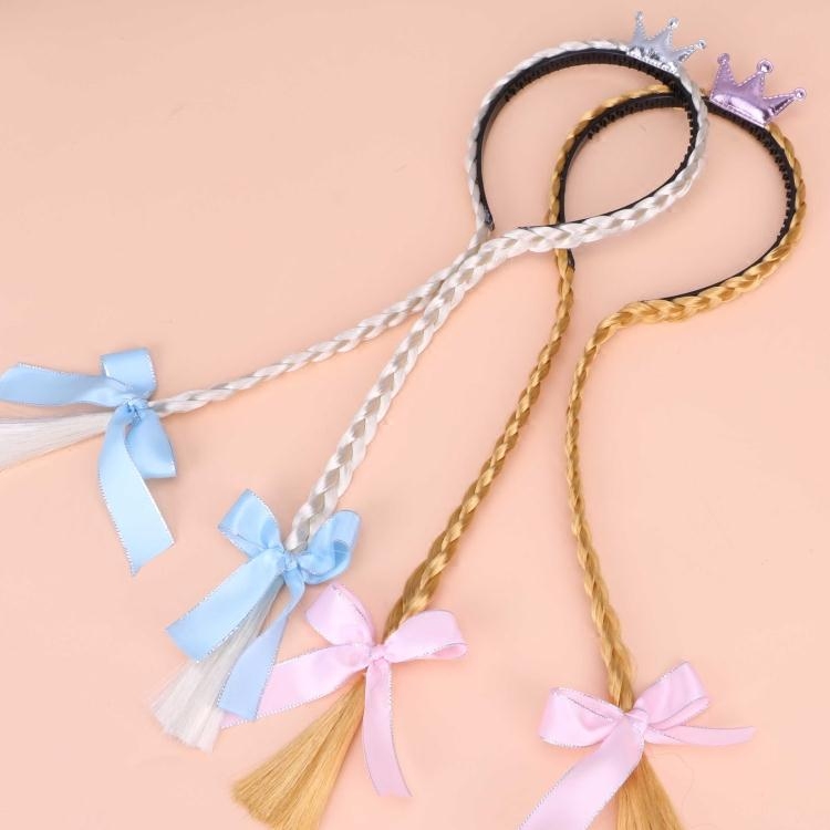 Ice Snow Love Sand Anime Headdress Anna Hair Accessories Twist Wig Headband Little Princess Accessories Girls Performance Jewelry