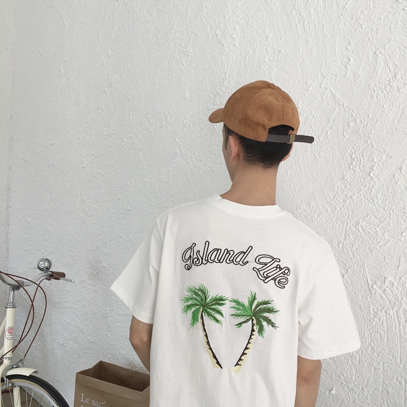 态度 / 夏威夷风的椰树刺绣个性短袖Tee 男