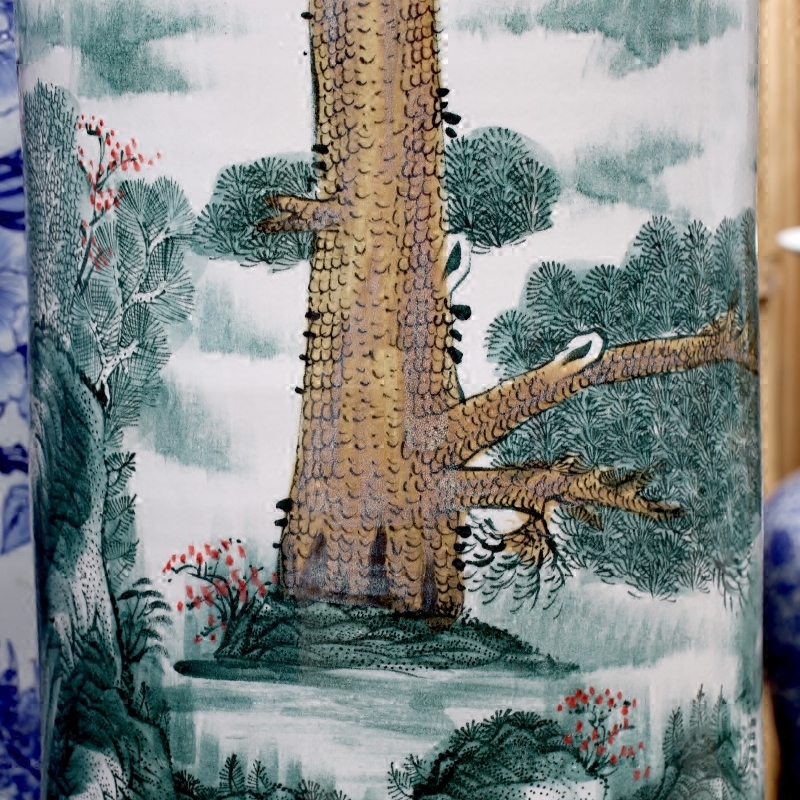 Jingdezhen hand - made guest - the greeting pine ground quiver home sitting room stores Chinese ceramic vases, furnishing articles decorations