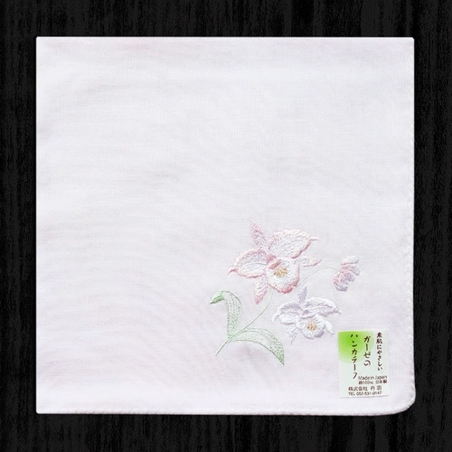 Японский хлопковый двухэтажный марлевый носовой платок, с вышивкой, орхидея