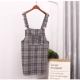 2017 mùa thu và mùa đông Hàn Quốc văn học retro loose kẻ sọc len dây đeo váy trong đoạn dài một từ dây đeo váy nữ