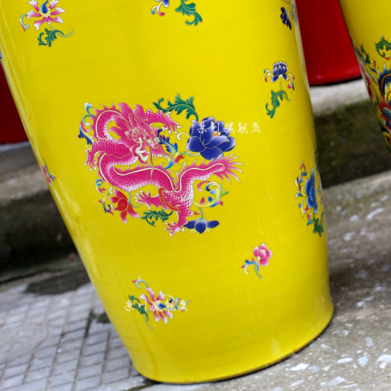 Jingdezhen ceramics powder enamel auspicious longfeng large vases, Chinese style of sitting room furniture study furnishing articles